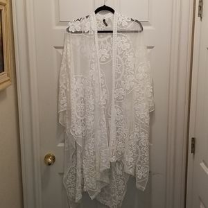 Torrid white lace shawl/swim cover up/ruana